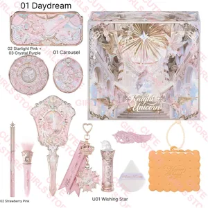 Flower Knows Knight Unicorn Collection Mini All-In Gift Set-dengan Lipstik Blush Eyeshadow Powder Lip Liner Cermin & Alat
