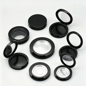 Harga Batch Untuk Warna Hitam Bentuk Bulat Plastik Kemasan Makeup Wadah Bedak Kompak Kosong Wadah Perona Pipi Bedak
