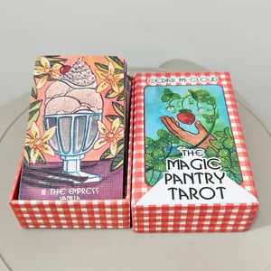 بطاقات التارو ذات سطح السفينة السحرية من The Magic Pantry بطاقات التارو ذات الألوان المائية ذات النقش المزدوج للطعام للطهاة المنزليين وعشاق الطعام 12*7 سم