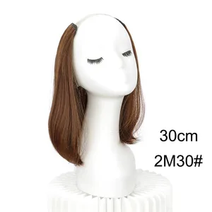 20/30 ซม.สังเคราะห์สั้นตรงภายในหัวเข็มขัด V-รูปครึ่งหัว Hair EXTENSION ที่มองไม่เห็น Hairpiece สำหรับผู้หญิง