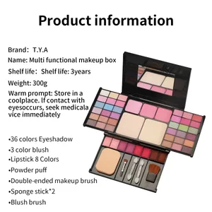 Set Hadiah Riasan untuk Wanita Kit Lengkap Semua Dalam Satu Riasan Alis Bubuk Lipstik Kuas Lip Gloss Palet Eyeshadow Glitter Berkilau