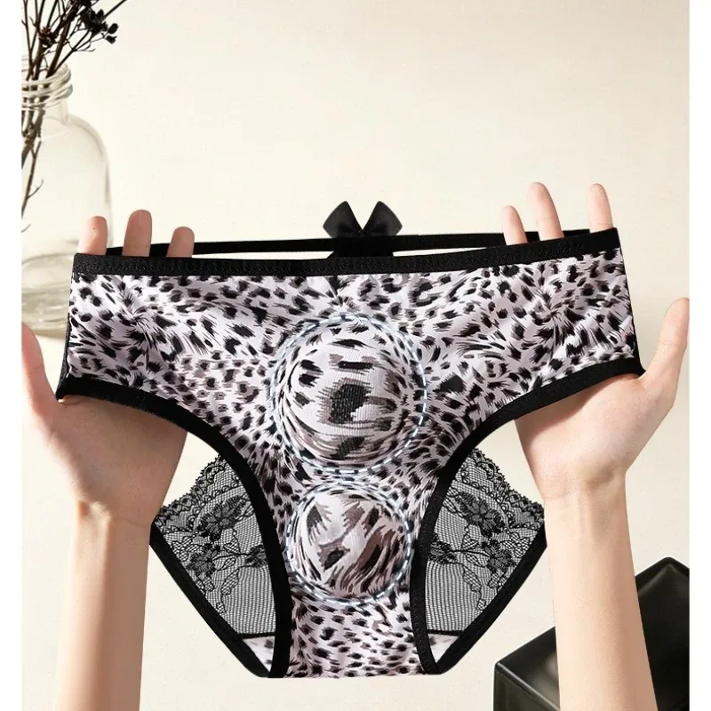 Biancheria intima sexy da uomo Mutandine trasparenti con retro in pizzo cavo