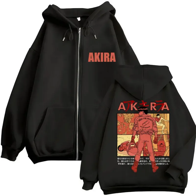 Japansk Anime Neo Tokyo Akira Zipper Hoodies Manga Film Science Fiction Shotaro Kaneda Cardigan Sweatshirt Lösa fleecerockar