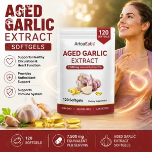 Estratto di aglio invecchiato Softgel 7500 mg equivalenti per porzione per la circolazione e la funzione cardiaca Antiossidante e supporto immunitario 120 Ct