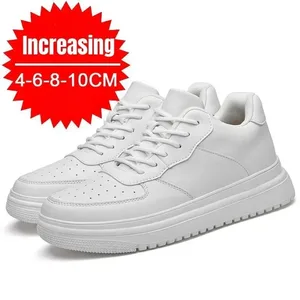 Kasut Menambah Tinggi Baharu untuk Lelaki 10cm Kasut Lif Halimunan Kulit Putih Sukan Zapatillas De Hombre Saiz Besar 46