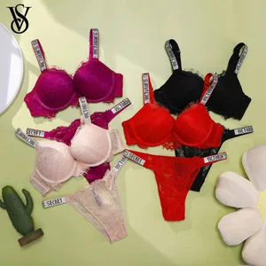 Nyt sexet bh- og trussesæt til kvinder Komfortabelt Push Up Shapewear Justerbart, polstret, samlet V-blonde lingerisæt
