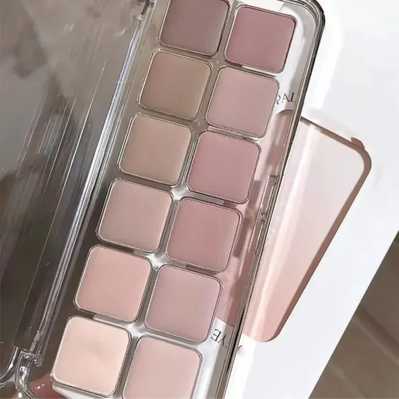 Low Saturation Eyeshadow paletti 12 väriä All Matte Korean Tea Aprikoosi Eye Meikkipaletti Päivittäinen Meikki Pitkäkestoiset Luomivärit