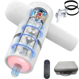 Pelincir Automatik Lelaki Melancap Satu Klik Orgasme Pam Zakar Menyucuk Menghisap Tangan Bebas Stroker Lelaki dengan Tali Mainan Seks