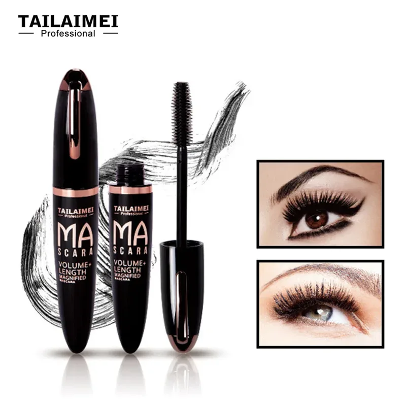 1 ST Waterdichte 3D Mascara Dikke Lange Vlekbestendige Mollige Gecodeerde Langdurige Curling Grote Oogmake-up met 360 ° Spiraalborstel