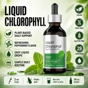 Gotes líquides de clorofil·la sabor menta 59 ml amb extracte de plantes a base d'herbes, complement dietètic natural barreja amb aigua per al consum