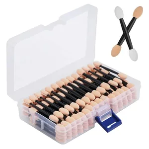 Cuttte 50/100 STK engangs dual sider øyenskygge svamp applikatorer med beholder lengde øyenskygge børster Makeup applikator