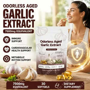 Estratto di aglio invecchiato inodore Softgel 7500mg equivalente fermentato per 24 mesi per supporto immunitario cardiometabolico per adulti 30 conteggi