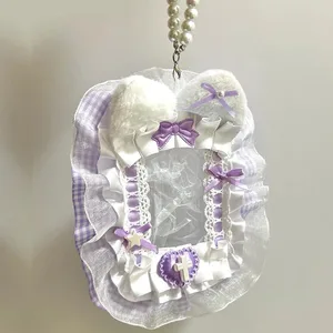 Pelindung Kad Foto Mewah dengan Reben & Renda - Lengan Kad Lembut untuk Pemuat Teratas Kes Paparan Idola Anime Kpop Pemegang DIY Comel untuk Hadiah Peminat