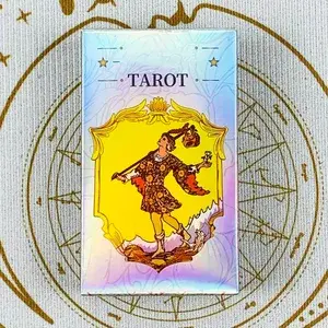 Holographic Rainbow Classic Tarot Deck 78 ชิ้นสีรุ้งไพ่ทาโรต์พร้อมคู่มือ Divination Oracle Card สำหรับผู้เริ่มต้น