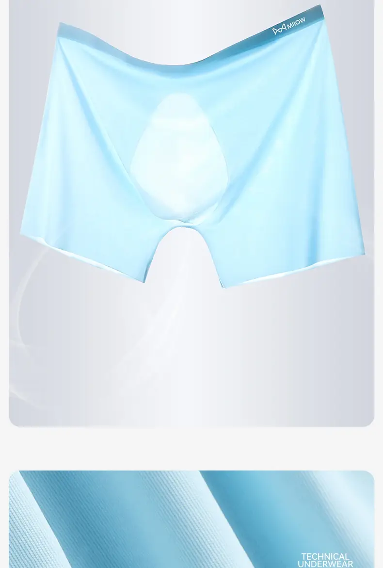 MiiOW 3Pcs 여름 얼음 실크 남자 복서 속옷 통기성 항균 남자 팬티 얇은 원활한 속옷 남자 트렁크 복서
