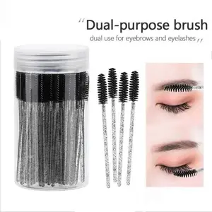 50Pcs Disposable Mascara Wands Eyebrow Spoolies Brush para sa Eyelash Extension Lash Brushes na may Container