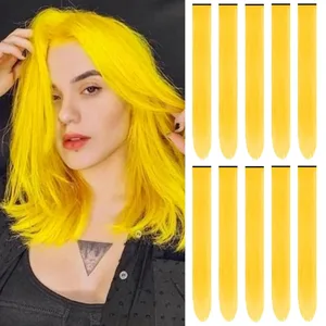 10 pçs sintético 22 polegada colorido extensões de cabelo em linha reta colorido festa destaques clipe em longo para meninas mulheres crianças