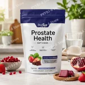 Docteat Prostate Health Soft Chews 60 contagens sem açúcar sabor romã-berry suporte diário com extrato de reishi zinco vitamina C