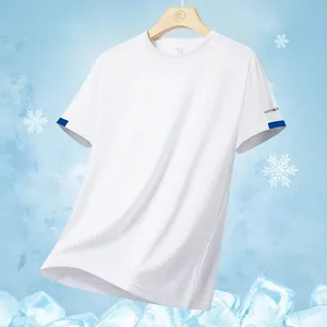 Herr sommar Ice Silk Kortärmad Sport T-shirt Snabbtorkande Löpartröja som andas Enkel Enfärgad Mode Tunn Topp