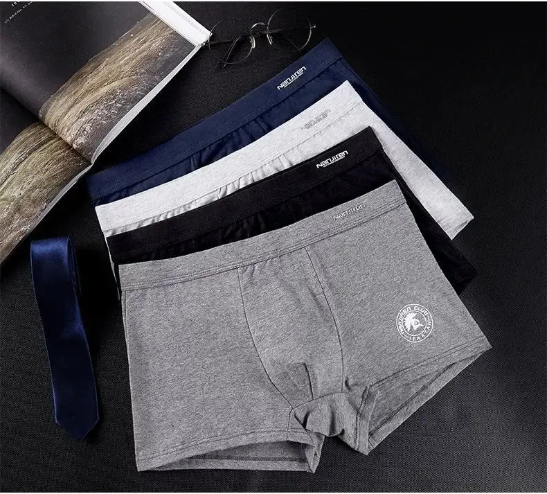 Paquete de 4 calzoncillos tipo bóxer de talla grande para hombre, ropa interior antirozaduras de algodón, bóxers grandes y altos, transpirables, holgados, con cintura elástica