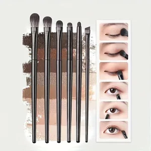 6 stk øjenudtværingsbørste Fint blødt makeupværktøj Øjenskyggebørstesæt Eyelinerbørste til blanding af øjenskygge Eyeliner Ideel
