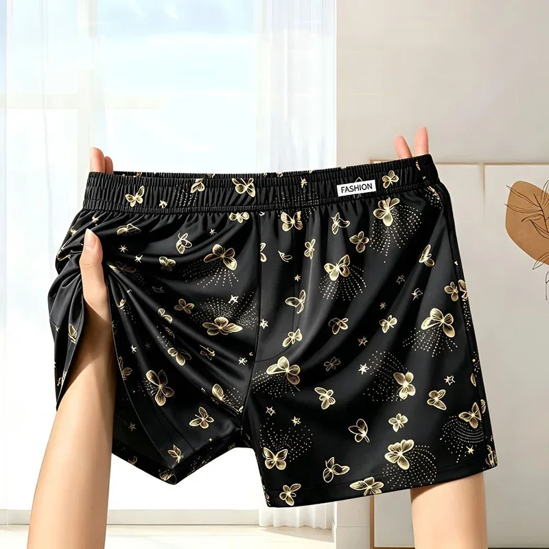 Pantaloni Aro personalizzati da uomo con stampa a farfalla in 4 pezzi, biancheria intima casual ampia e traspirante, boxer da uomo alla moda