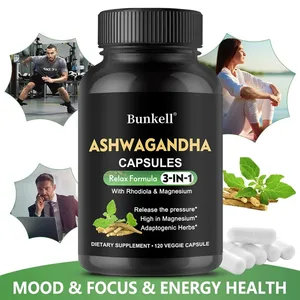 Càpsules d'extracte pur d'arrel d'Ashwagandha amb magnesi per a l'estat d'ànim natural Enfocar l'estrès Energia cerebral Suport a la salut del son