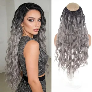 V Shape One Piece Ombre Water Wave Clip In Hair Extensions Syntetisk krøllete hårpynt for kvinner