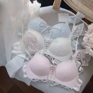 Suloinen saksalaistyylinen bralette-setti Langaton pitsiharjoitusrintaliivit teinille Sweet First Bralet -rintaliivit pienelle rinnalle Mukavat tyttöjen alusvaatteet