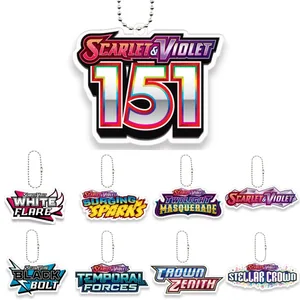 Pocket Monster Ptcg logó Kreatív akril kulcstartó játékok Scarlet and Violet Logo Diy Series Game Collection Kártya Medál Gyerekajándék