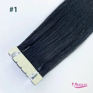 Mini nastro adesivo nelle estensioni dei capelli umani Vera estensione naturale dei capelli dritti 16 "-26" Nastro invisibile biondo marrone nero per il salone