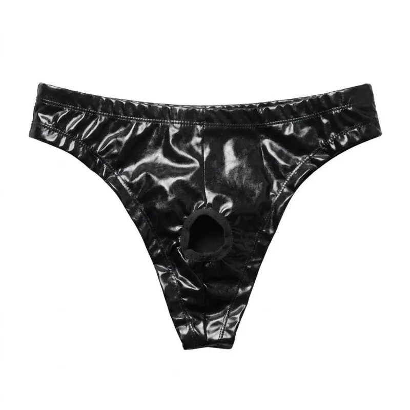 1 PC ชาย PU หนังสามเหลี่ยมกางเกง Crotch Hollow เซ็กซี่สามเหลี่ยมชุดชั้นใน,มวยฟิตเนส,ผู้ใหญ่, ของขวัญหวาน
