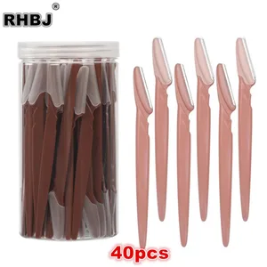 คิ้วTrimmer 40PCSสีน้ำตาลคิ้วมีดโกนปลอดภัยFaceกำจัดขนเครื่องโกนหนวดใบมีดผู้หญิงEyebrow Shapingมีดมีดโกน