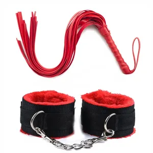 44 cm PU din piele bici Flogger pluș din nylon cătușe sexuale Bondage Slave accesorii exotice Jucării pentru cupluri Jocuri pentru adulți