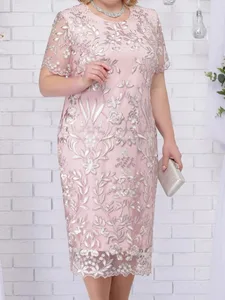 Vestidos de verão plus size, 4xl, 5xl, para convidados de casamento, manga curta, renda floral, elegante, bodycon, vestidos formais de festa