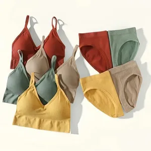Frauen Bh Höschen Set Nahtlose Bh Gestellte Bralette Crop Top Low Back Büstenhalter Sexy Dessous Push-Up Bh Sexy Unterwäsche set