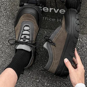 Lelaki Retro Outdoor Hiking Sole Chunky Sneakers Tinggi Meningkatkan Kasut Sukan Bertali Kasual Hangat untuk Mem's Fall Shoes