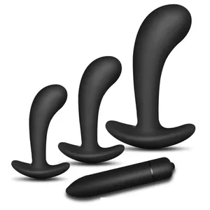 3 silikonista anaalitulppaa harjoitussetti Bullet Dildo Vibraattori anaaliseksilelut naiselle, miehille, eturauhasen hieroja pepputulppa homoseksilelut