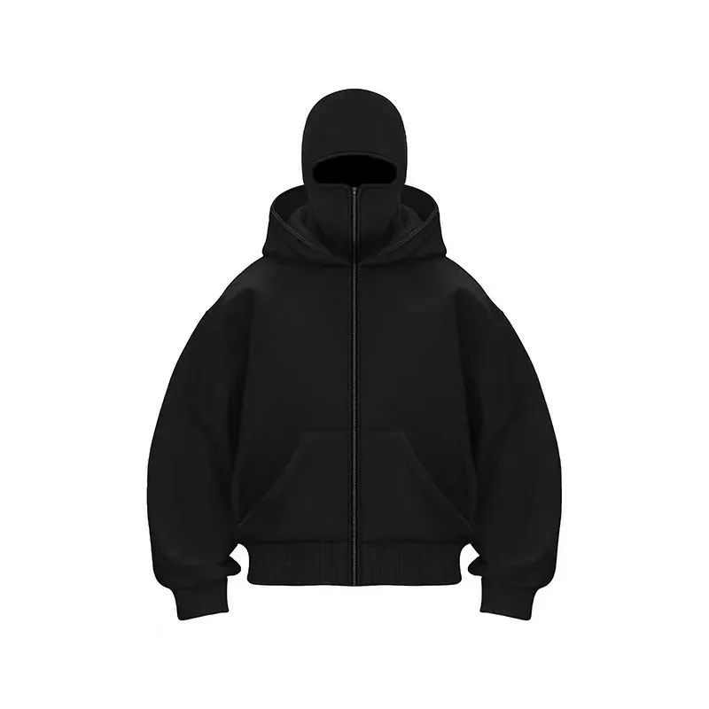 2025 Toamna Bărbați Balaclava Y2K Gotic Harajuku Iarna Articol nou Hanorac cu glugă dublă Mască cu glugă pentru bărbați Fermoar Îmbrăcăminte sportivă Femei