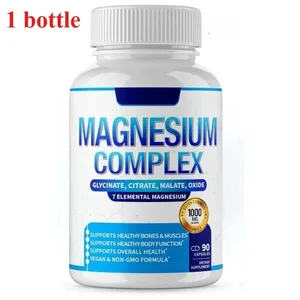 90 stykker magnesiumkomplekskapsel inneholder 7 ingrediens – glysinatsitrat og malat osv. 1000mg helseernæringsstøtte