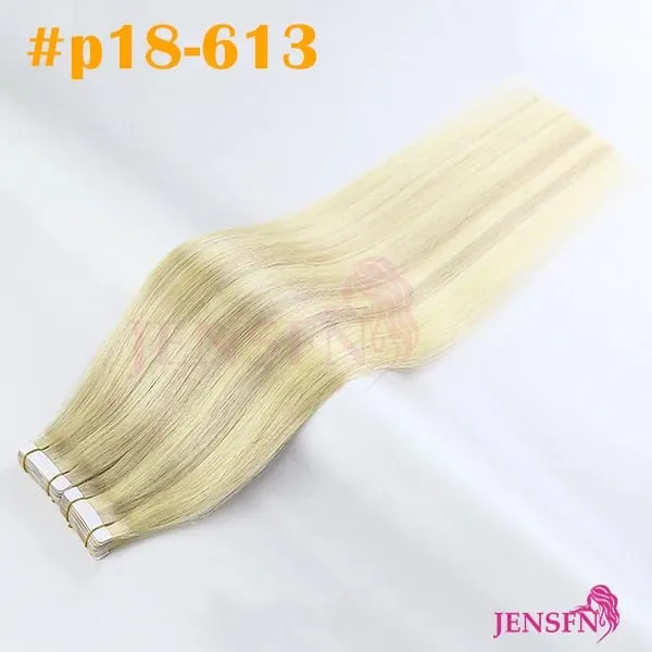 Virgin Tape In Human Hair Extensions Real Natural Hair Extensions 16"-22"Inch For Salon High Quality Thickening Of Roots