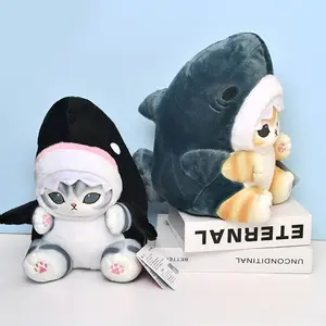 27cm Mofusand Shark Cat Knuffels Leuke Cartoon Knuffels Pop Zacht Kawaii Anime Kat Knuffelen Pluche Kussen
