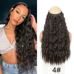 22 นิ้วสังเคราะห์ยาว Kinky Curly Hair สูงอุณหภูมิ Corn Wave Hair Extension คลิปใน Hairpieces ไฟเบอร์สำหรับผู้หญิง