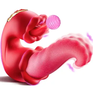 Rose Licking Realistic Tongue Vibrator Spot G Διεγέρτης θηλής κόλπου Clitoral massager Thrusting Dildo Sex Toy για ενήλικες