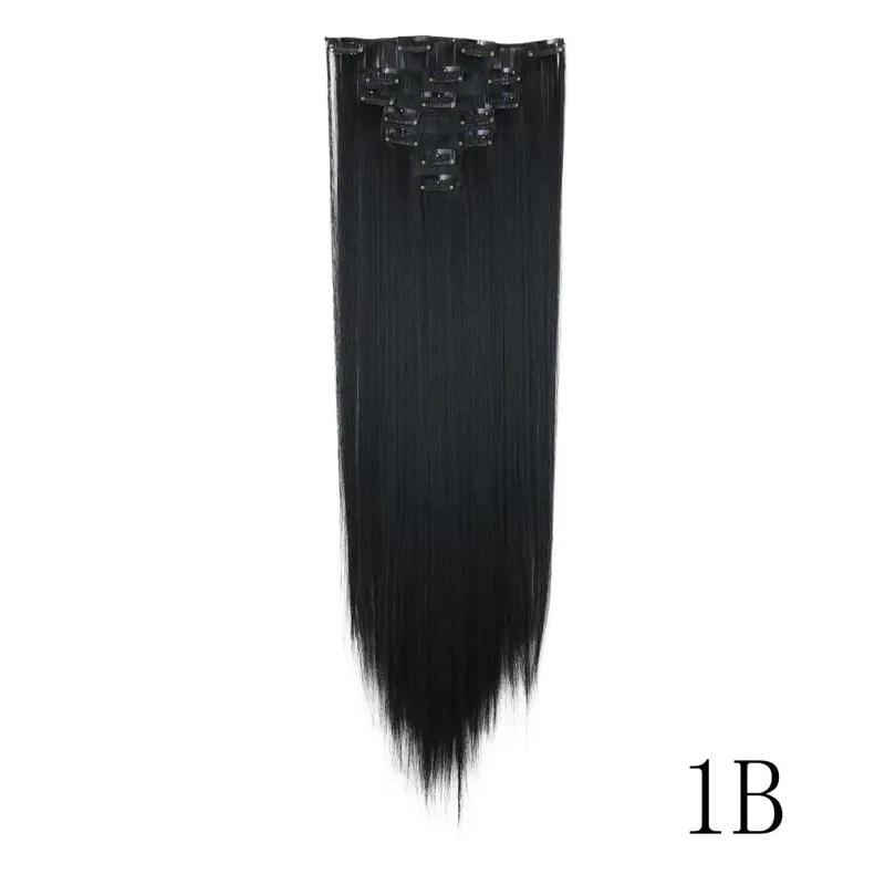 7Clips Long Straight Synthetic Clip On Hair Extensions Cheveux Clip Naturel High Temperature Fiber Black Brown Hairpiece