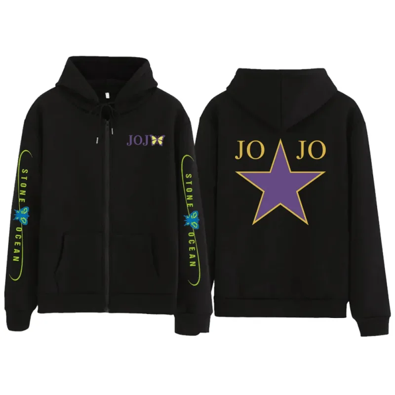 Anime Jojo's Bizarre Adventure Stone Ocean butterfly Hoodies Longgar Uniseks Gaya Anime Hoodie Autumn Spring Top sweatshirt
