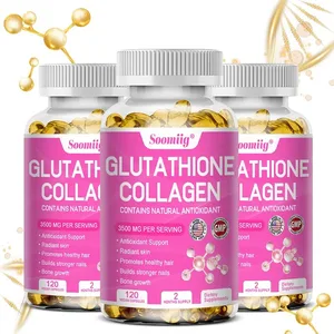 Cápsulas de colágeno de glutationa que iluminam a pele e antienvelhecimento apoiam a saúde do cabelo, da pele e das unhas Suplemento de glutationa NÃO OGM