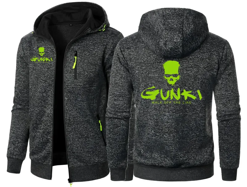 Gunki Love Fishing Brand Mens Hooded Coats Kasual Zipper Hoodie Sweatshirt Lelaki Pakaian Sukan Slim Fit Kasual Jaket