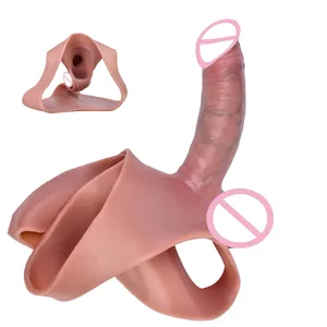 شلوار Dildo توخالی پوست احساس استراپون شلوار آلت تناسلی با رگ واقعی کاندوم مردانه قابل استفاده مجدد اسباب بازی جنسی بزرگ کننده دیک