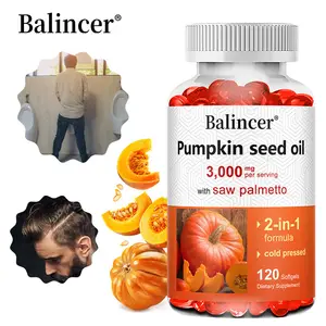 Aceite de semilla de calabaza virgen 3000 mg con palma enana americana rico en ácidos grasos esenciales Omega 6 y 9 Suplemento para próstata y vejiga